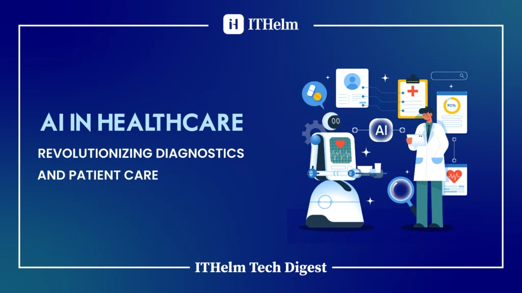 AI healthcare revolution showing medical diagnostics precision medicine machine learning imaging predictive analytics virtual health assistants personalized treatment drug discovery